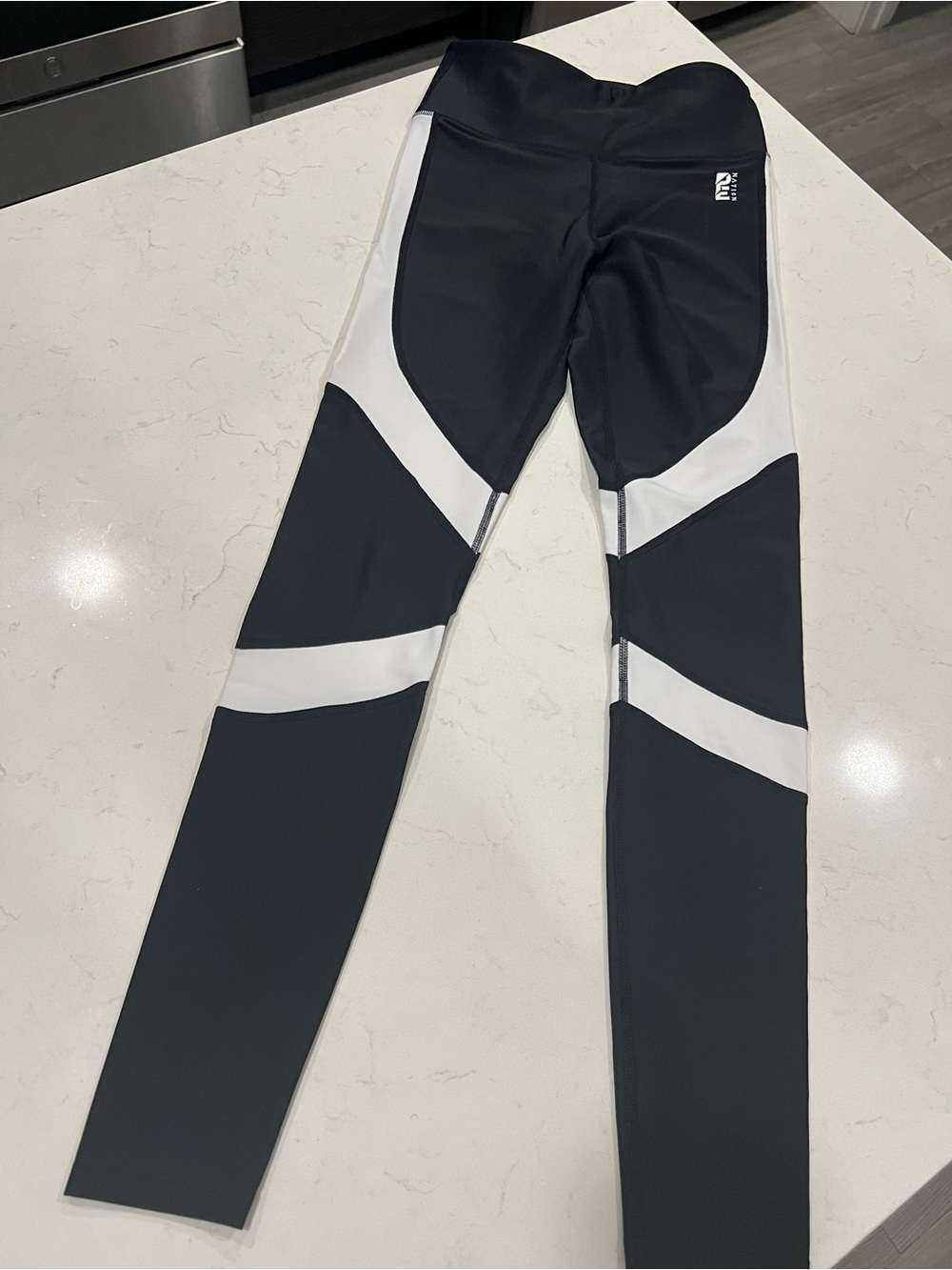 P.E Nation Black & White Colorblock High-Waist Leggings